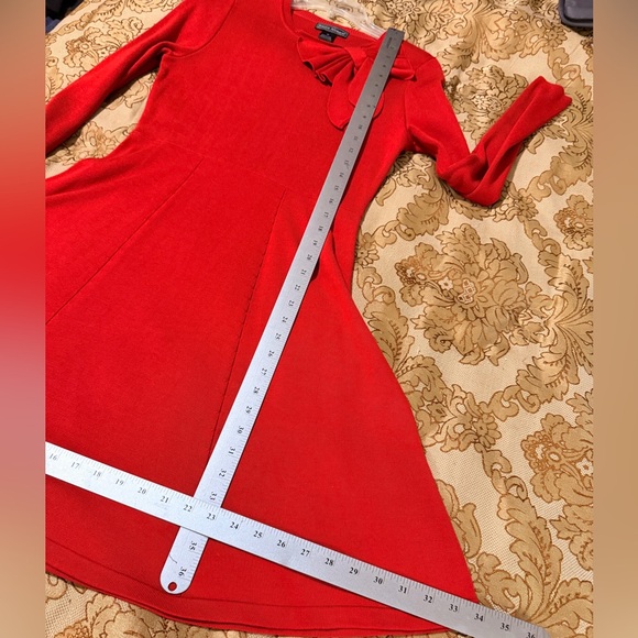 Jessica Howard Red Sweater Knit Dress, Bow Design, Long Sleeve Flair Skirt, Sz M - Picture 12 of 12
